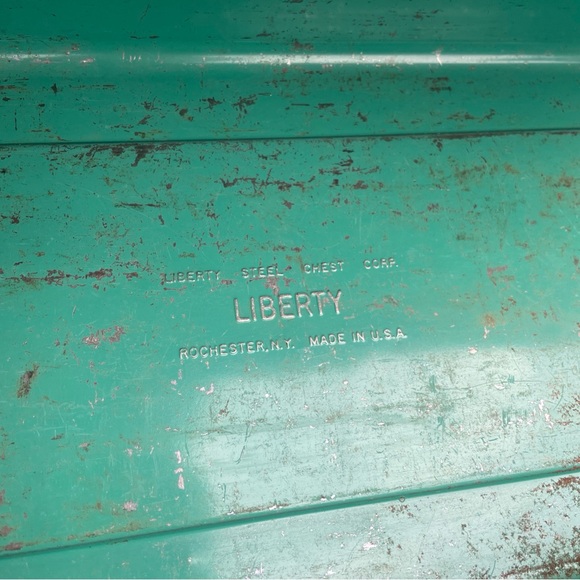 Vintage Teal Green Liberty Steel Chest Metal Toolbox with Tray Rochester NY USA - Picture 8 of 16